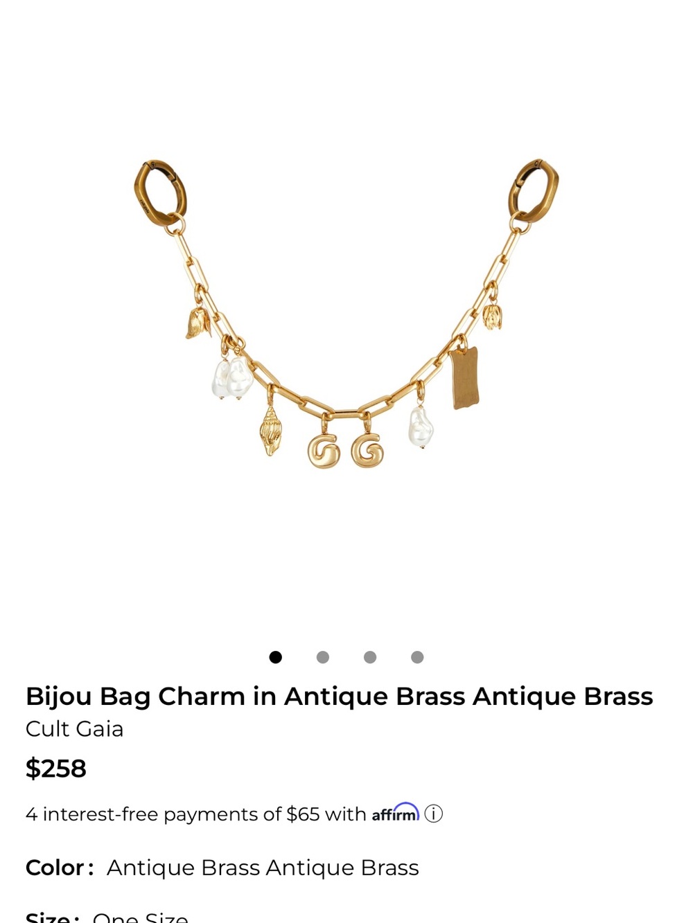 cult gaia gold-tone charm chain with pearl drops